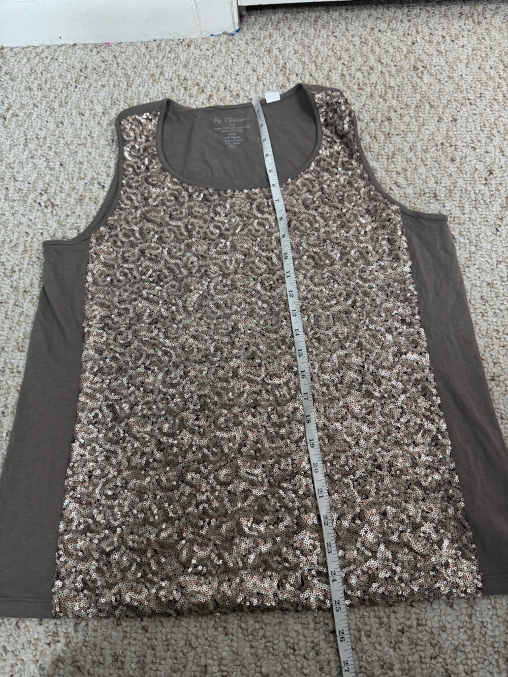 Chico's Brown Sequin Scoop Neck Tank size 2 - Picture 4 of 7